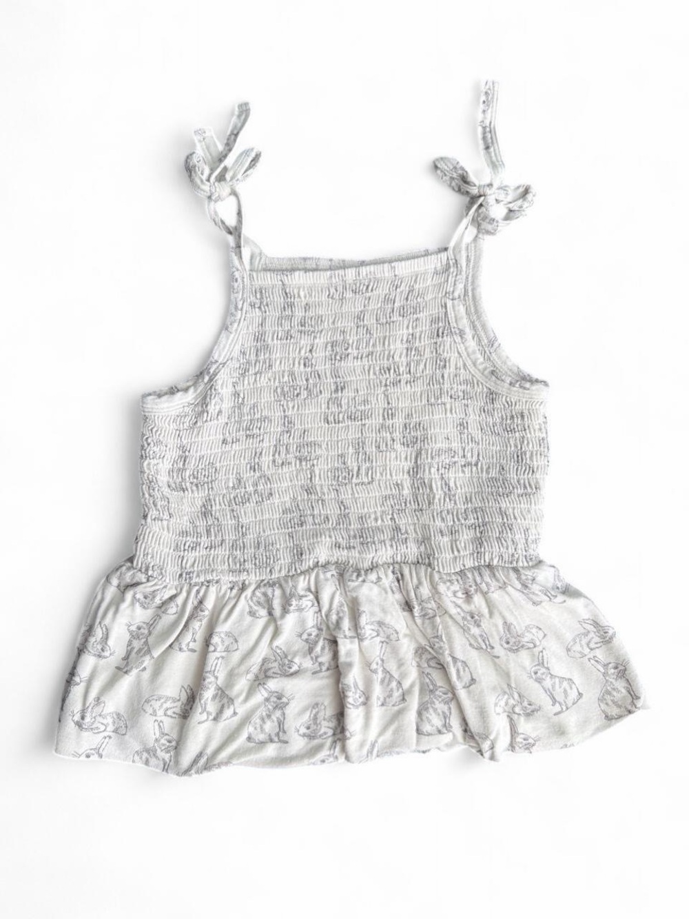 Boutique Girls White Smocked Tank Top with Bunny Print size 3T